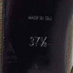 Pre Owned Yves Saint Laurent Gold/Black Textured Leather Tribtoo Pumps Size 37.5