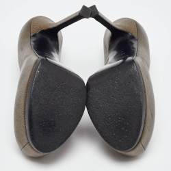 Pre Owned Yves Saint Laurent Gold/Black Textured Leather Tribtoo Pumps Size 37.5