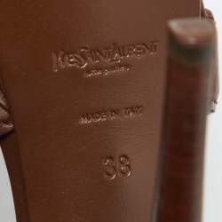 Pre Owned صندل إيف سان لوران تريبوت جلد سحلية بني مقاس 39.5