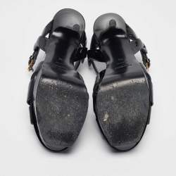 مملوكة مسبقًا Yves Saint Laurent Black Patent Leather Tribute Sandals Size 39