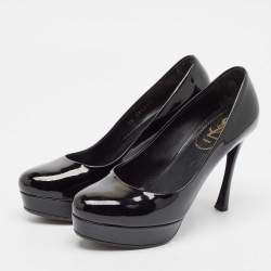 Yves Saint Laurent Black Patent Leather Platform Pumps Size 37.5