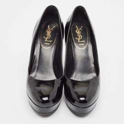 Yves Saint Laurent Black Patent Leather Platform Pumps Size 37.5