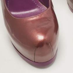 Yves Saint Laurent Purple Patent Leather Tribtoo Slingback Pumps Size 37