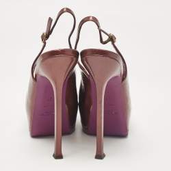 Yves Saint Laurent Purple Patent Leather Tribtoo Slingback Pumps Size 37