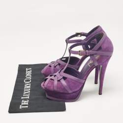 Pre Owned Yves Saint Laurent Purple Tribute Ankle Strap Sandals Size 37