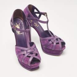 Pre Owned Yves Saint Laurent Purple Tribute Ankle Strap Sandals Size 37