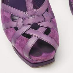 Pre Owned Yves Saint Laurent Purple Tribute Ankle Strap Sandals Size 37