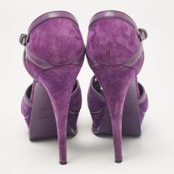 Pre Owned Yves Saint Laurent Purple Tribute Ankle Strap Sandals Size 37