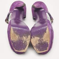 Pre Owned Yves Saint Laurent Purple Tribute Ankle Strap Sandals Size 37