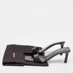 Pre Owned Saint Laurent Black Leather Slide Sandals Size 38
