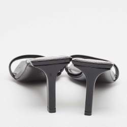 Pre Owned Saint Laurent Black Leather Slide Sandals Size 38