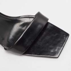 Pre Owned Saint Laurent Black Leather Slide Sandals Size 38