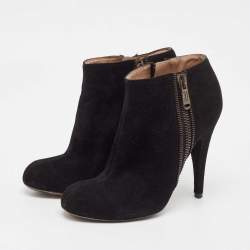 Yves Saint Laurent Black Suede Zip Up Ankle Length Boots Size 39