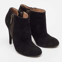 Yves Saint Laurent Black Suede Zip Up Ankle Length Boots Size 39