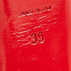 Pre Owned Yves Saint Laurent Orange Patent Leather Tribute Sandals Size 39