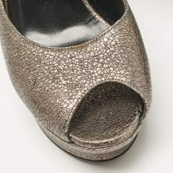 Yves Saint Laurent Grey Textured Leather Palais Peep Toe Pumps Size 41
