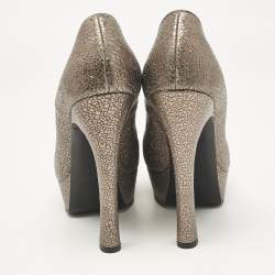 Yves Saint Laurent Grey Textured Leather Palais Peep Toe Pumps Size 41