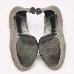Yves Saint Laurent Grey Textured Leather Palais Peep Toe Pumps Size 41