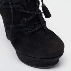 Pre Owned Yves Saint Laurent Black Ankle Length Boots Size 36.5