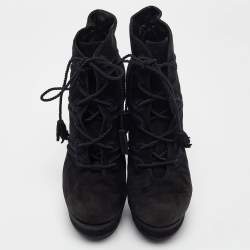 Pre Owned Yves Saint Laurent Black Ankle Length Boots Size 36.5