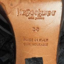 Yves Saint Laurent Black Suede and Patent Leather Knee Length Boots Size 38