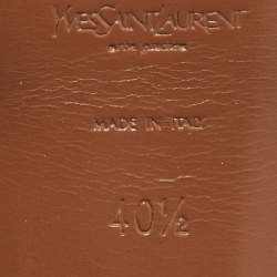 Pre Owned Yves Saint Laurent Brown Patent Leather Tribute Platform Sandals Size 40.5