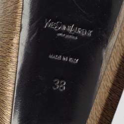 Yves Saint Laurent Gold/Black Textured Leather Tribtoo Pumps Size 38