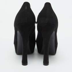 Yves Saint Laurent Black Suede Zip Platform Booties Size 39.5