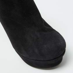 Yves Saint Laurent Black Suede Zip Platform Booties Size 39.5