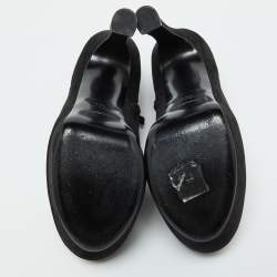Yves Saint Laurent Black Suede Zip Platform Booties Size 39.5