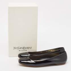 Pre Owned Yves Saint Laurent Black Patent Leather Love Ballet Flats Size 40