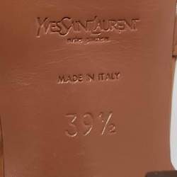 مملوكة مسبقًا Yves Saint Laurent Beige Patent Leather Platform Sandals Size 39.5