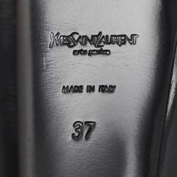 مملوكة مسبقًا Yves Saint Laurent Grey Leather Tribtoo Platform Loafer Pumps Size 37