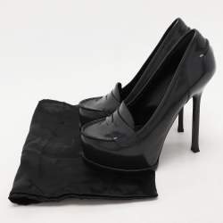 مملوكة مسبقًا Yves Saint Laurent Grey Leather Tribtoo Platform Loafer Pumps Size 37