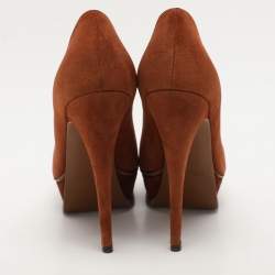 Yves Saint Laurent Brown Suede Tribtoo Platform Pumps Size 37