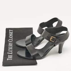 Yves Saint Laurent Black Leather Ankle Strap Sandals Size 38