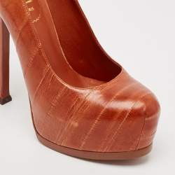 Yves Saint Laurent Brown Leather Platform Pumps Size 37