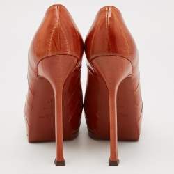 Yves Saint Laurent Brown Leather Platform Pumps Size 37
