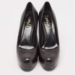 Pre Owned Yves Saint Laurent Black Leather Tribtoo Pumps Size 41