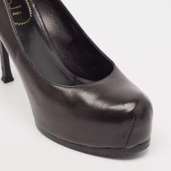 Pre Owned Yves Saint Laurent Black Leather Tribtoo Pumps Size 41