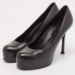 Pre Owned Yves Saint Laurent Black Leather Tribtoo Pumps Size 41