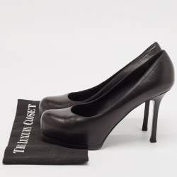 Pre Owned Yves Saint Laurent Black Leather Tribtoo Pumps Size 41