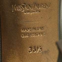 Pre Owned Yves Saint Laurent Olive Green Leather Tribtoo Platform Pumps Size 36.5