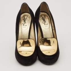 Yves Saint Laurent Black Suede Round Toe Pumps Size 39