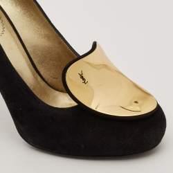 Yves Saint Laurent Black Suede Round Toe Pumps Size 39