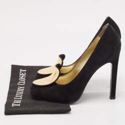 Yves Saint Laurent Black Suede Round Toe Pumps Size 39