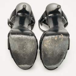Yves Saint Laurent Black Patent Leather Platform Sandals Size 38