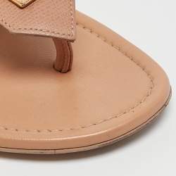 Yves Saint Laurent Beige Leather Ycon Thong Flats Size 38