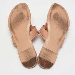Yves Saint Laurent Beige Leather Ycon Thong Flats Size 38