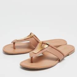 Yves Saint Laurent Beige Leather Ycon Thong Flats Size 38